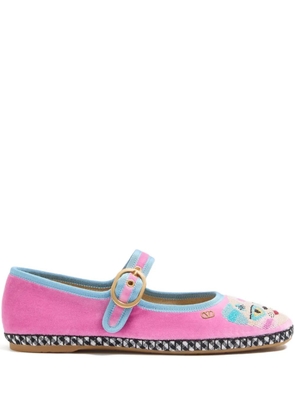 Valentino Garavani Mary-Jane beaded-embroidery ballet flats - Pink