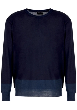 Giorgio Armani crew-neck stripe-pattern jumper - Blue