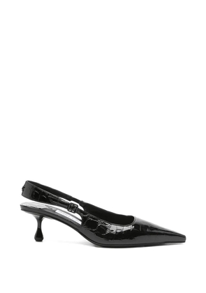 Jimmy Choo Amel pointed croc-effect slingback pumps - Black