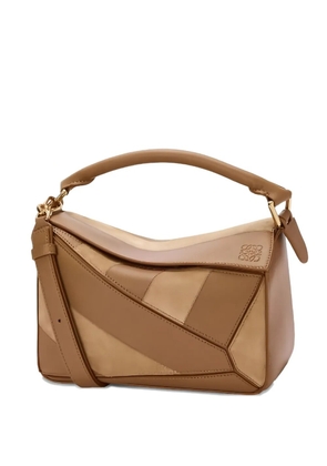 LOEWE small Puzzle striped tote bag - Brown