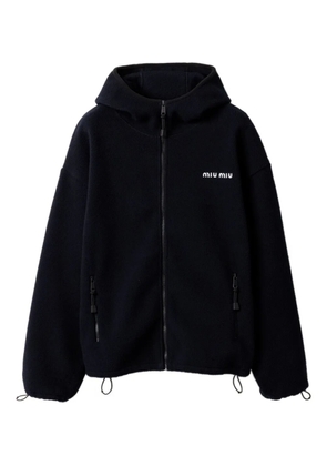 Miu Miu cotton fleece zip-front hoodie - Blue