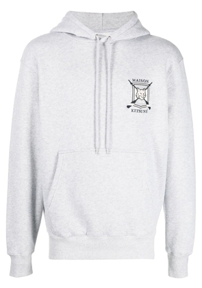 Maison Kitsuné logo-embroidered jersey hoodie - Grey