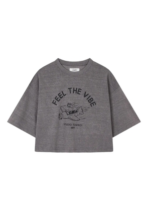 TOMBOY graphic-print cropped T-shirt - Grey