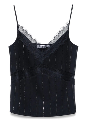 Self-Portrait rhinestone-embellished top - Blue