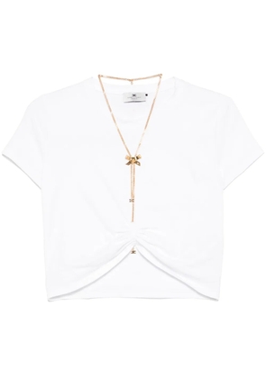Elisabetta Franchi bow-necklace jersey T-shirt - White
