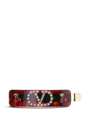 Valentino Garavani cherry-embellished hair clip - Brown