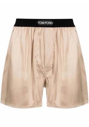 TOM FORD logo-waist silk boxers - Neutrals