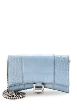 Balenciaga Pre-Owned Hourglass Chain Wallet Crocodile Embossed Leather clutch bag - Blue