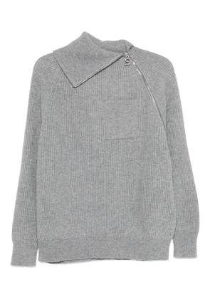 Sportmax asymmetrical-neck zip-front sweater - Grey