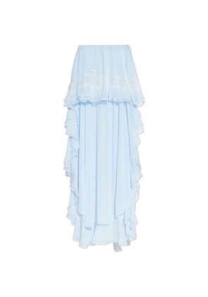 LoveShackFancy Jolina lace-detail ruffled high-low skirt - Blue