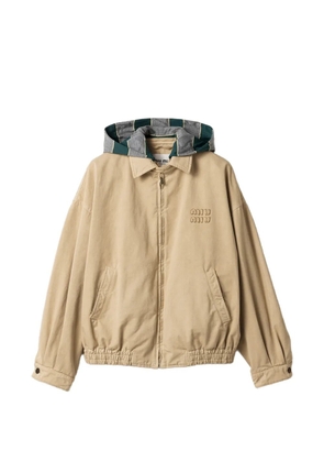 Miu Miu zip-up oversized jacket - Neutrals