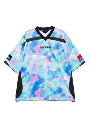 Martine Rose watercolour-print V-neck T-shirt - Blue