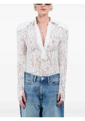 Rowen Rose lace long-sleeve top - White