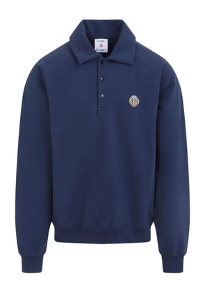 Casablanca polo-neck embroidered sweatshirt - Blue