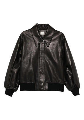 KHAITE collared leather jacket - Black