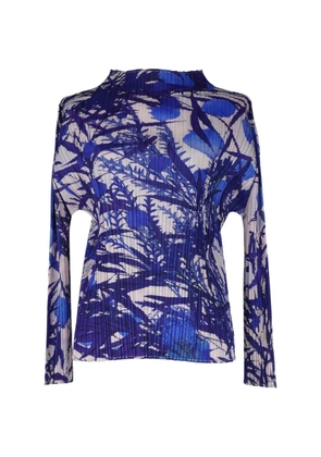 Pleats Please Issey Miyake pleated floral print top - Blue