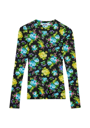 MSGM floral-detail long-sleeve top - Black