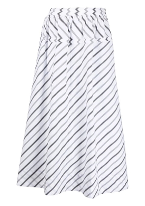 Tory Burch Variegated striped poplin skirt - White