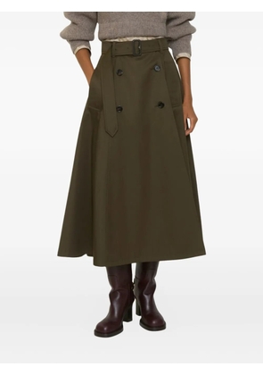 Burberry buckle-belt gabardine midi skirt - Green