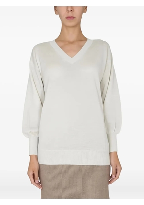 Fabiana Filippi V-neck long-sleeve sweater - White