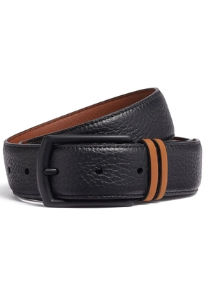 Zegna stripe-detail leather belt - Black