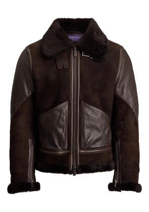 Ralph Lauren Purple Label shearling-collar biker jacket - Brown