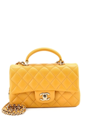 CHANEL Pre-Owned Classic Single Flap Top Handle Bag Quilted Lambskin Mini shoulder bag - Yellow