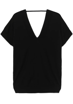 Plan C V-neck cotton top - Black