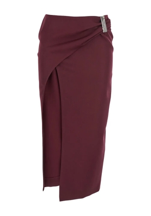 The Attico draped-front midi skirt - Red