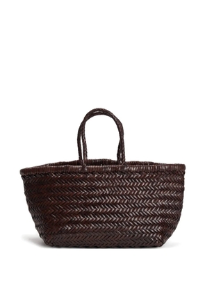 Dragon leather-woven tote bag - Brown