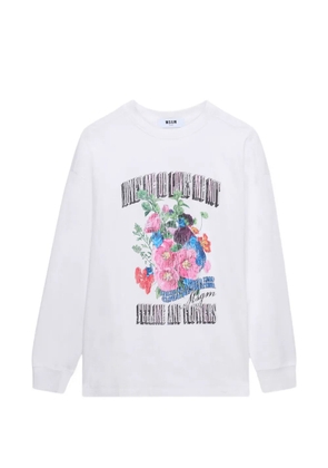 MSGM floral print long sleeve T-shirt - White