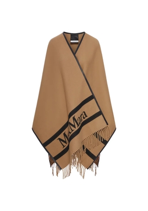 Max Mara Hilde fringed logo poncho - Neutrals