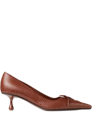 Jimmy Choo 50mm Scarlett lace-up snakeskin-effect pumps - Brown