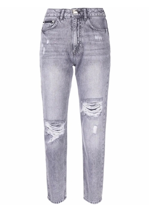 Philipp Plein ripped cropped jeans - Grey
