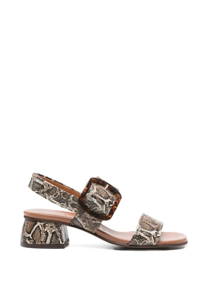 Chie Mihara buckle snake- print sandals - Neutrals