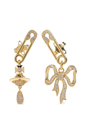 Vivienne Westwood safety-pin bow-pendant earrings - Gold