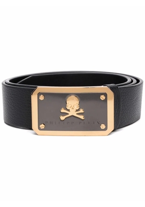 Philipp Plein logo-plaque leather belt - Black