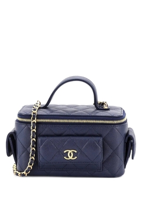 CHANEL Pre-Owned Quilted Polly Pocket Top Vanity Quilted Caviar East West shoulder bag - Blue