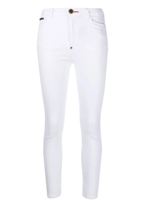 Philipp Plein embroidered skull skinny jeans - White