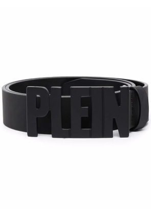 Philipp Plein Plein lettering logo leather belt - Black