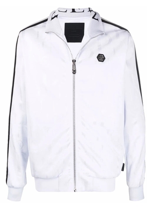 Philipp Plein logo-patch zip-up jacket - White
