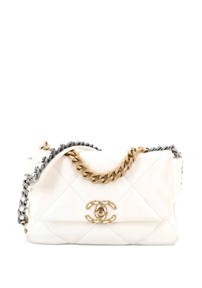 CHANEL Pre-Owned 19 Flap Bag Quilted Leather Medium crossbody bag - White