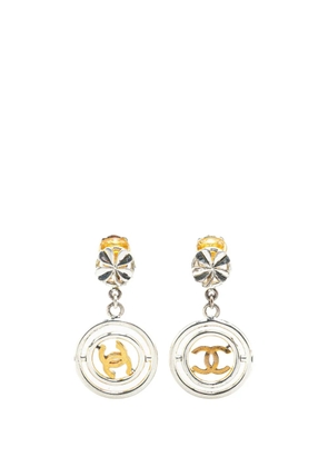 CHANEL Pre-Owned 1996 Silver Clover CC Drop Clip on Earrings costume earrings - Gold
