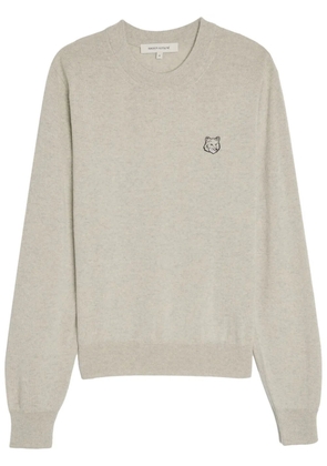 Maison Kitsuné logo-embroidered merino jumper - Neutrals