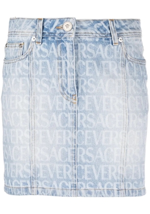 Versace Versace Allover denim miniskirt - Blue
