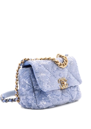CHANEL Pre-Owned 19 Flap Bag Quilted Sequins Medium shoulder bag - Blue