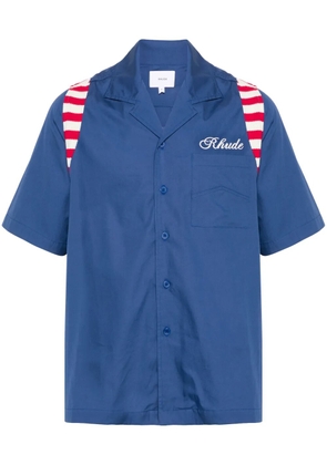 RHUDE panelled-crochet poplin shirt - Blue