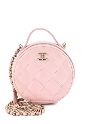 CHANEL Pre-Owned Handle with Care Round Vanity Case with Chain Quilted Lambskin Small crossbody bag - Pink