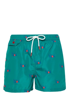 Kiton logo-print swim shorts - Green
