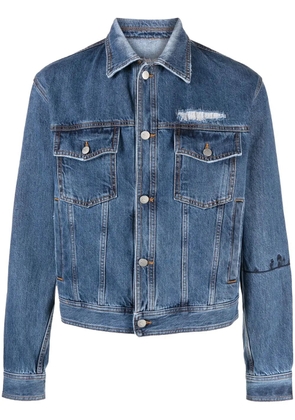 Nick Fouquet embroidered-detail denim jacket - Blue